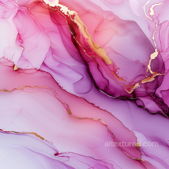 alcohol ink PBR texture with pink, purple & gold fluid waves Alcohol ink texture preview