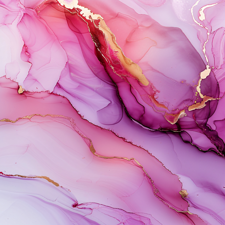 Alcohol Ink With Pink, Purple & Gold Fluid Waves seamless PBR texture preview
