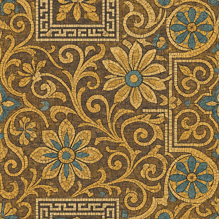 Ornate Mosaic Tile seamless PBR texture preview