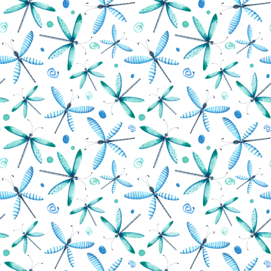 Watercolor Dragonfly Pattern Texture in Blue-Green Tones Dragonfly texture preview