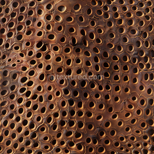 Seamless 3D PBR Distressed Perforated Brown Leather Texture with Cracked Detailing