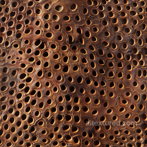 Distressed Perforated Brown Leather Texture with Cracked Detailing seamless Leather PBR texture