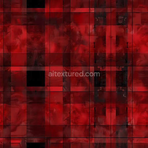 Seamless 3D PBR Plaid Texture with Deep Red and Black Abstract Pattern