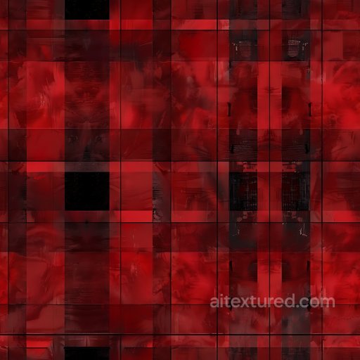 Seamless 3D Painted Metal Panels PBR Texture with Red and Black Abstract Plaid Pattern texture preview