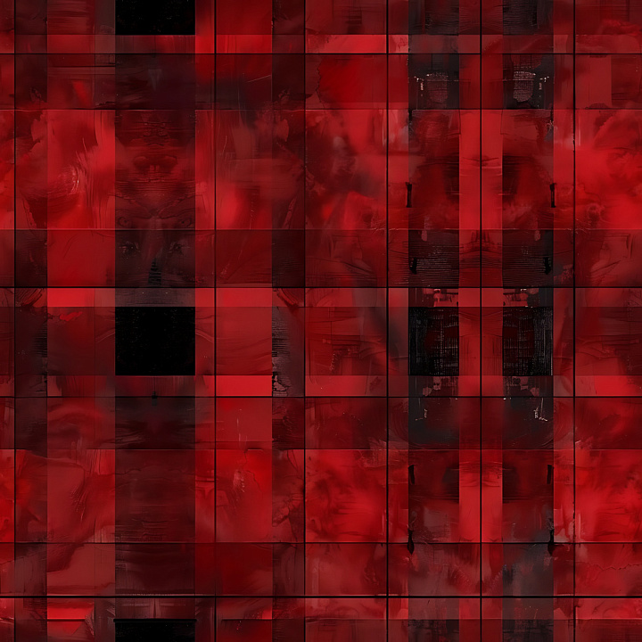 Plaid with Deep Red and Black Abstract Pattern seamless PBR texture preview