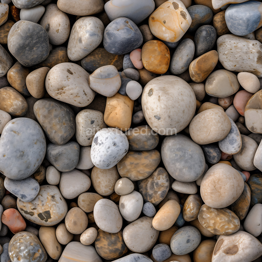 Preview — Seamless 3D PBR Texture of Smooth Multicolor River Pebble Ground