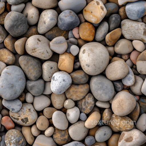 Stone Texture of Smooth Multicolor River Pebble Ground seamless Stone PBR texture