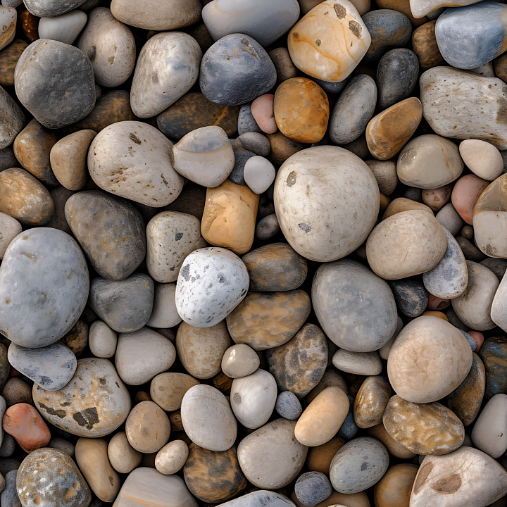 Stone of Smooth Multicolor River Pebble Ground seamless PBR texture preview