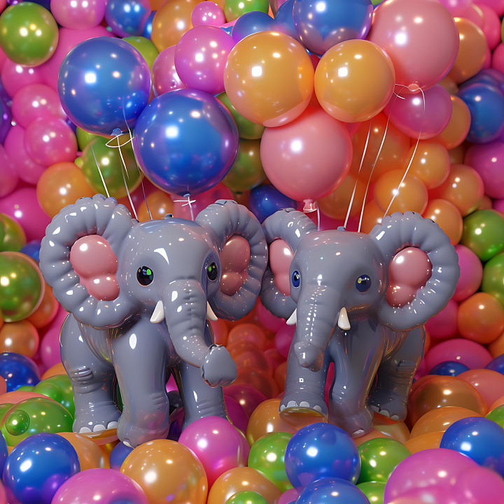 Inflated Glossy Balloon Surface in Vibrant Colors seamless PBR texture preview