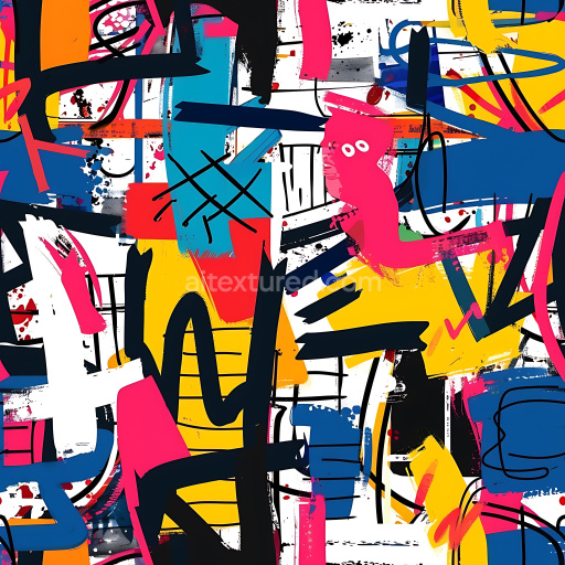 Seamless 3D PBR Graffiti Texture Featuring Colorful Abstract Spray Paint Art