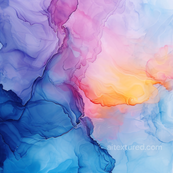 Alcohol Ink PBR Texture Featuring Pastel Sunset Swirls and Fluid Color Transitions Alcohol ink texture preview