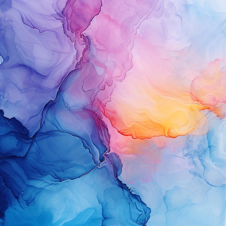 Alcohol Ink Featuring Pastel Sunset Swirls and Fluid Color Transitions seamless PBR texture preview