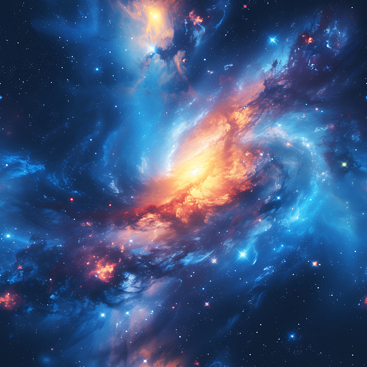Space Featuring Vibrant Galaxy Nebula and Bright Starfield seamless PBR texture preview