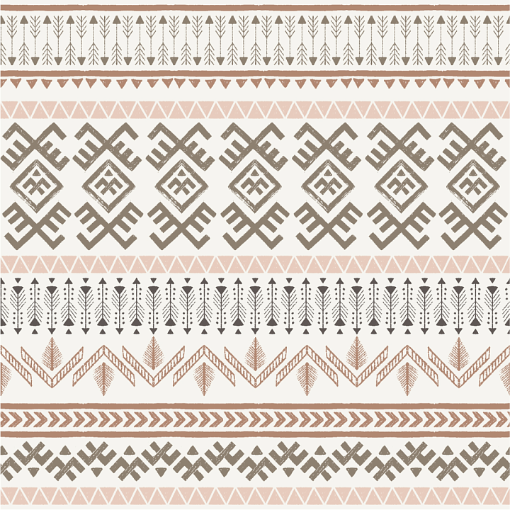 Boho Tribal Fabric Pattern in Beige and Brown seamless PBR texture preview