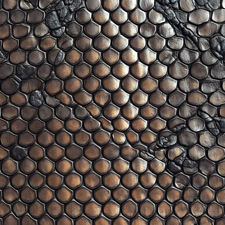 Scaled Reptilian Skin with Fine Scale Details and Subtle Surface Variat… seamless PBR texture preview