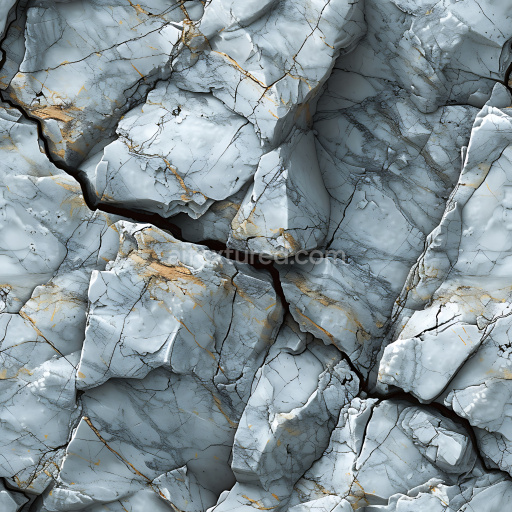 Seamless 3D Cracked Marble Stone PBR Texture with Detailed Fractures and Gold Veins