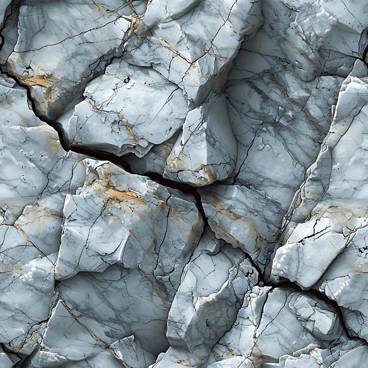 Cracked Marble Stone with Detailed Fractures and Gold Veins seamless PBR texture preview