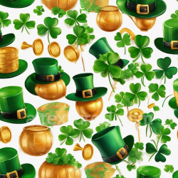 seamless Seamless 3D PBR Texture Featuring St Patrick Icons with Green Shamrocks and Gold Pots texture 8k free download PBR
