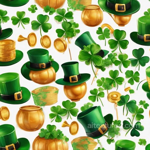 Featuring St Patrick Icons with Green Shamrocks and Gold Pots seamless St patrick digital paper bundle PBR texture