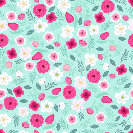 Seamless 3D PBR Pink Flower Pattern Fabric Texture with Colorful Floral Design