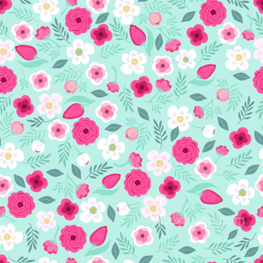 Pink Flower Pattern Fabric Texture with Colorful Floral Design seamless Pink Flower PBR texture