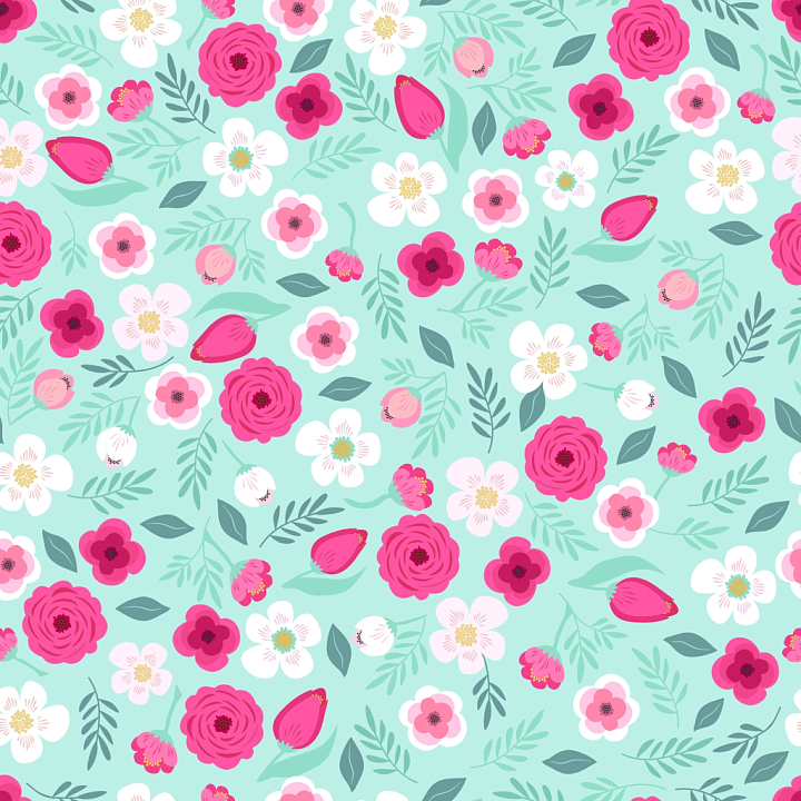 Pink Flower Pattern Fabric with Colorful Floral Design seamless PBR texture preview