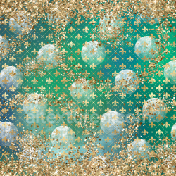 seamless Seamless 3D PBR Texture of Blue-Green Holiday Digital Paper with Gold Glitter and Fleur-de-Lis Pattern texture 8k free download PBR