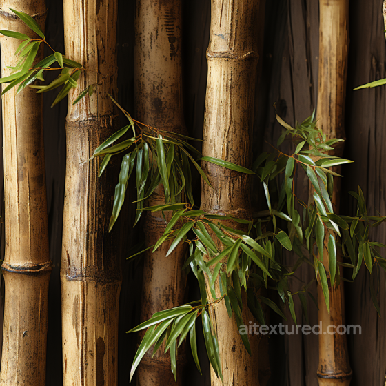 Weathered Bamboo Culms Seamless Texture with Natural Green Leaves Bamboo texture preview