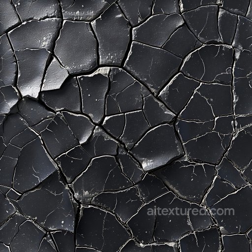 Cracked Dry Earth Texture with Deep Jagged Fractures and Matte Black Surface seamless Cracked & Holes PBR texture