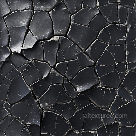 Cracked Dry Earth Texture with Deep Jagged Fractures and Matte Black Surface Cracked & Holes texture preview
