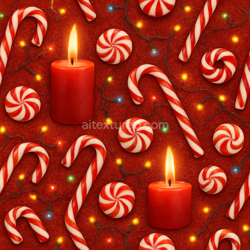 Seamless 3d texture pbr 8k holiday candle candle wax candle flame candy cane striped candy