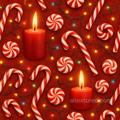 Holiday Candle Candle Wax Candle Flame Candy Cane Striped Candy seamless Merry christmas PBR texture
