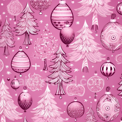 seamless Seamless 3D PBR Texture of Pink Christmas Ornaments and Trees Digital Paper texture 8k free download PBR
