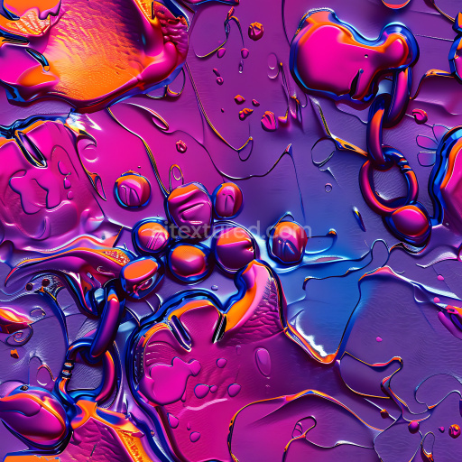 Seamless 3D PBR texture of vibrant purple and orange glossy graffiti paint