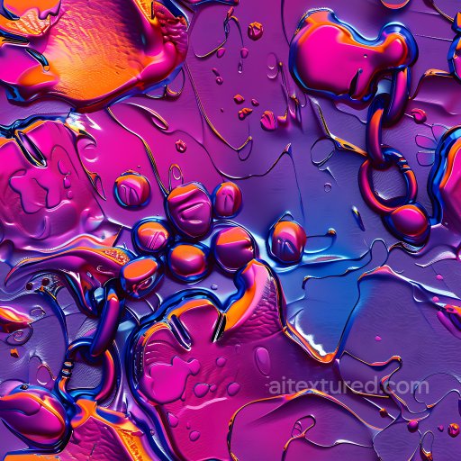 Seamless 3D PBR texture of vibrant purple and orange glossy graffiti paint texture preview