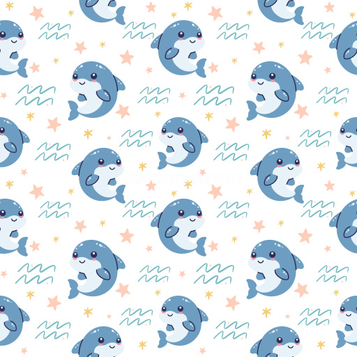 Pattern Bundle - Seamless 3D PBR Pattern Texture Featuring Playful Cartoon Dolphins with Star and Wave Mot… texture preview