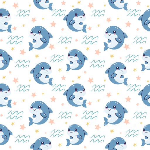Pattern Texture Featuring Playful Cartoon Dolphins with Star and Wave Motifs seamless Pattern Bundle PBR texture