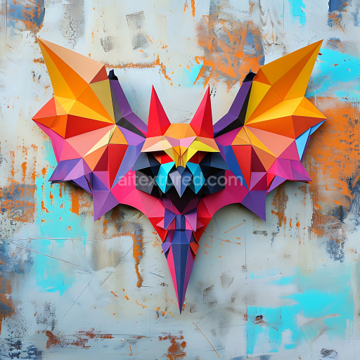 Seamless 3D PBR Texture of Vibrant Geometric Bat Origami Pattern in 4K
