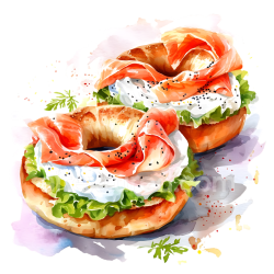 seamless Breakfast Bagels with Cream Cheese, Lox, and Fresh Lettuce Illustration texture 8k free download PBR