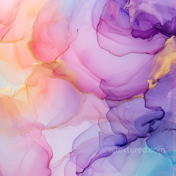 Alcohol Ink PBR Texture Featuring Pastel Purple Hues with Gold Veins and Fluid Transitions Alcohol ink texture preview