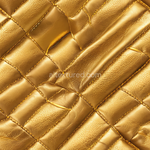 Seamless 3D Quilted Golden Leather PBR Texture with Padded Panels and Fine Grain