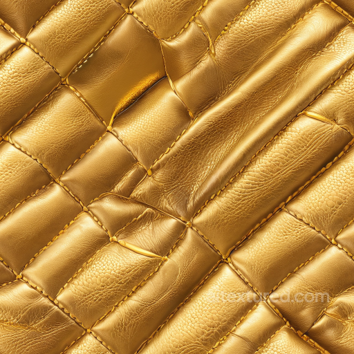 Quilted Golden Leather PBR Texture with Padded Panels and Fine Grain seamless Leather PBR texture
