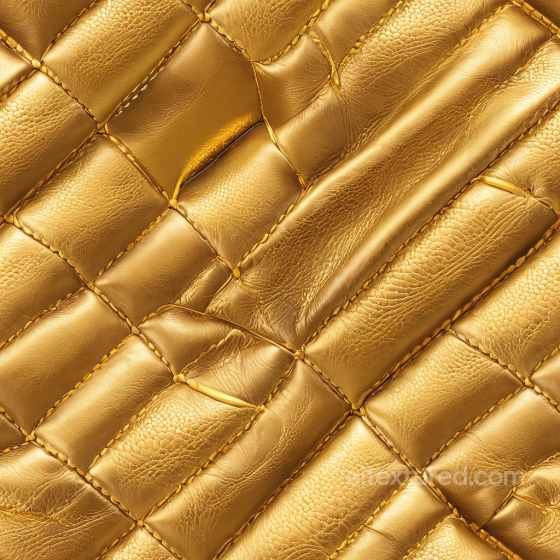 Quilted Golden Leather PBR Texture with Padded Panels and Fine Grain Leather texture preview