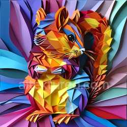 seamless Seamless 3D PBR Texture Featuring Origami Style Multicolor Chipmunk Design texture 8k free download PBR