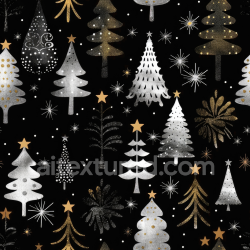 seamless Seamless 3D PBR Texture of Festive Silver & Gold Christmas Trees on Black texture 8k free download PBR