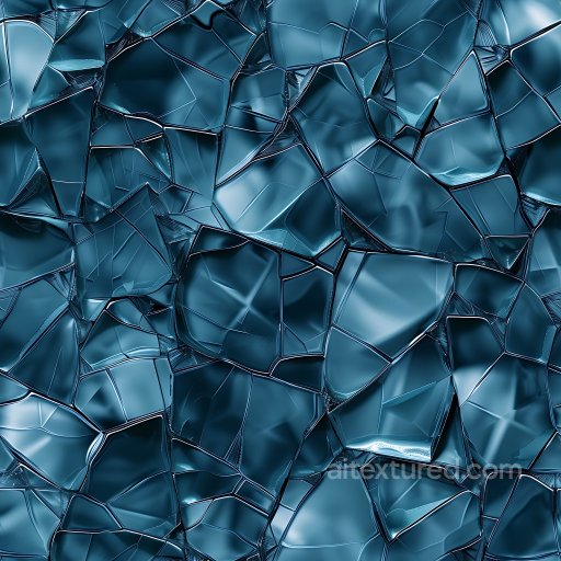 Broken Glass Cracked Holes PBR Texture with Blue Tint and Jagged Edges seamless Cracked & Holes PBR texture