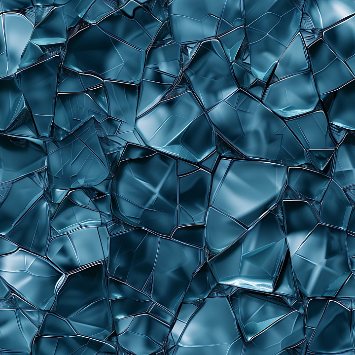 Broken Glass Cracked Holes with Blue Tint and Jagged Edges seamless PBR texture preview