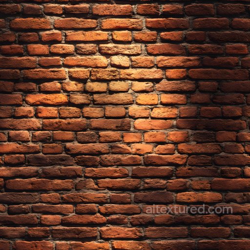 Cracked Brick Wall PBR Texture with Deep Red and Orange Tones seamless Brick PBR texture