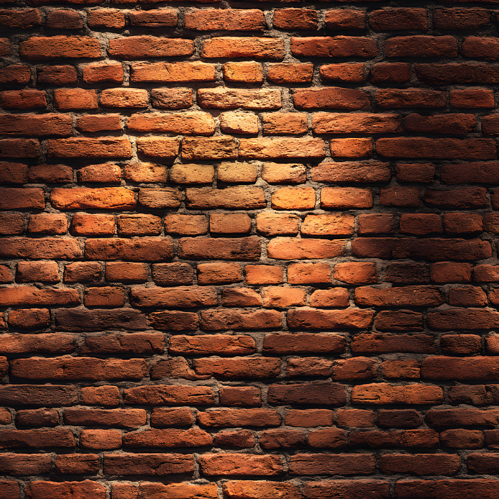 Cracked Brick Wall with Deep Red and Orange Tones seamless PBR texture preview