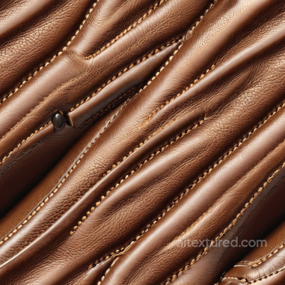 Brown Stitched Leather Upholstery Texture with Detailed Grain and Cushioned Panels Leather texture preview